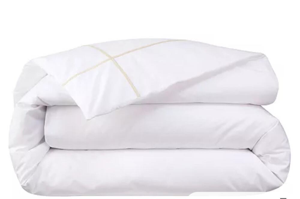 Yves Delorme Paris Athena Cotton Percale KING Duvet Cover White /Nacre
